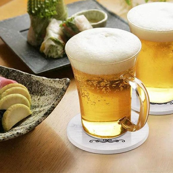 Coasters for Drinks Set of 6 with Holder（Black text style） - Picture 6 of 6